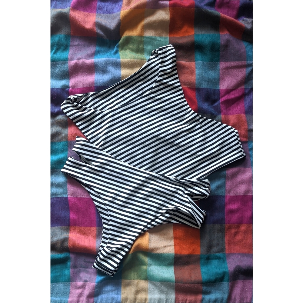 Local So-Cal Designer Jail Striped Bikini